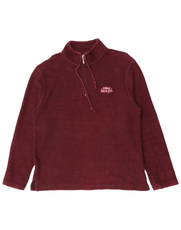 Weird Fish Herre Zip Neck Sweatshirt Jumper Medium Burgundy Bomuld
