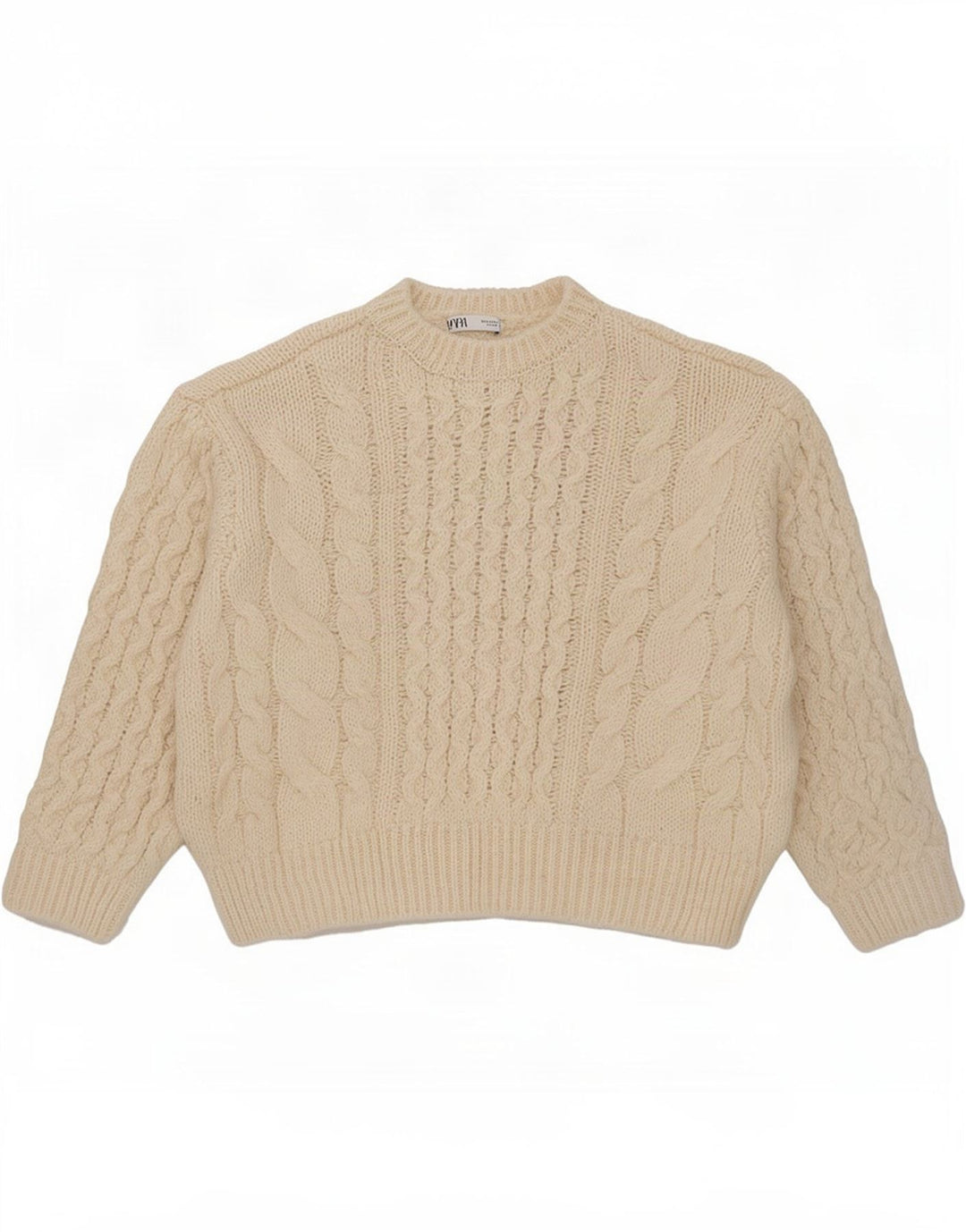 Zara Dame Oversized Crew Neck Jumper Sweater UK 12 Medium Off White