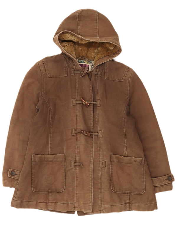Fat Face Dame Oversized Hætte Duffle Jacket UK 16 Stor brun bomuld