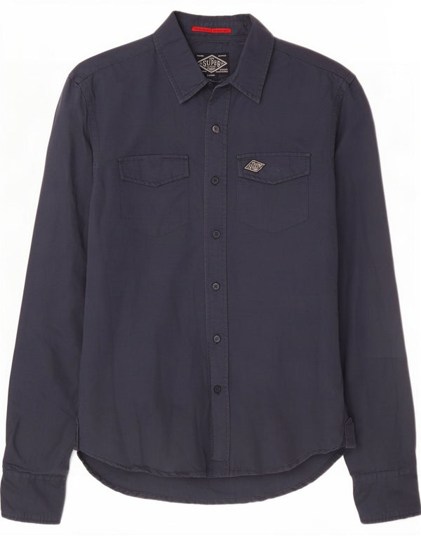 Superdry Mens Shirt Large Navy Blue Cotton