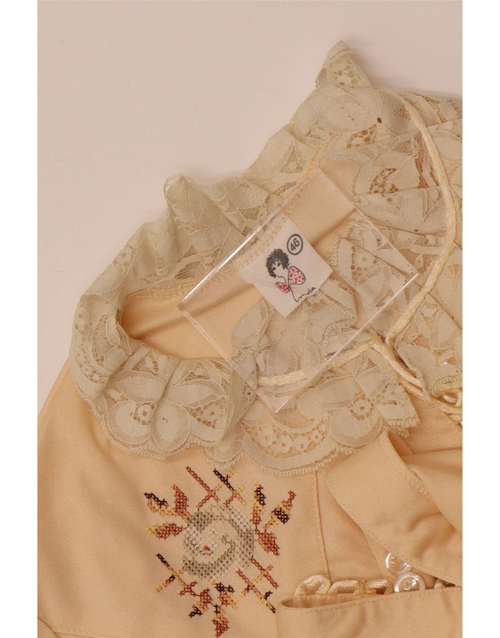 Vintage dameskjorte bluse IT 46 Large Beige Floral