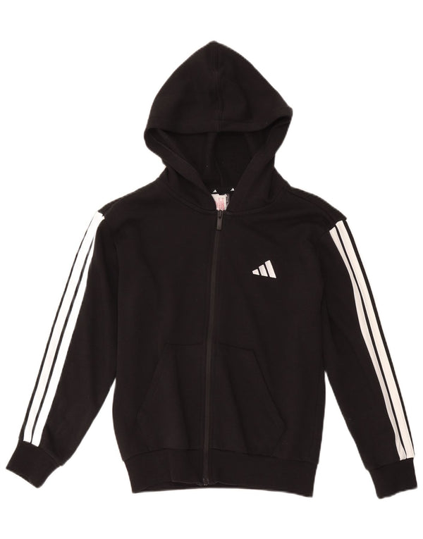 Adidas hættetrøje med lynlås til drenge 11-12 år Sort bomuld