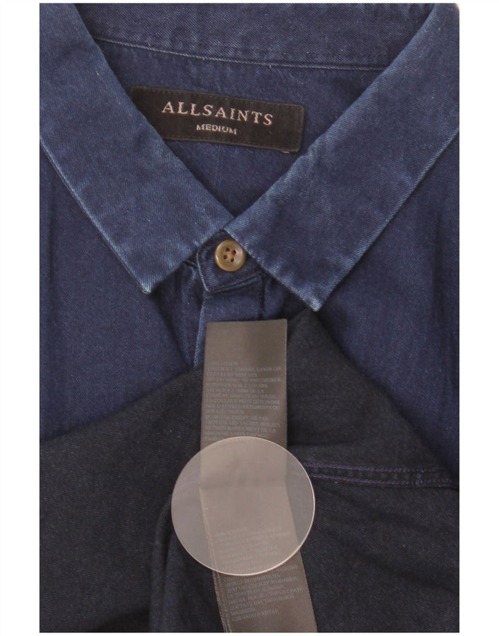 All Saints Herreskjorte Medium Navyblå Bomuld