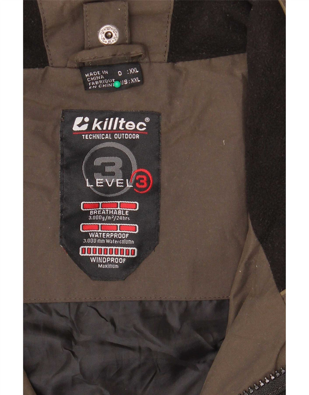 Killtec Herre Windbreaker Jacket UK 44 2XL Khaki Colourblock Polyester