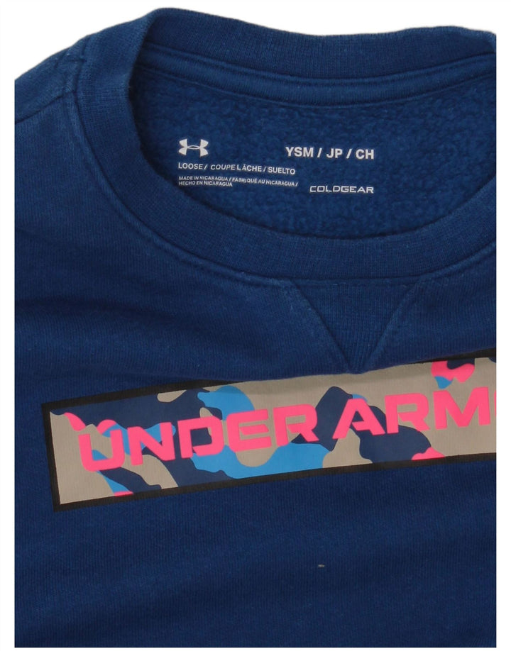 Under Armour Boys Cold Gear Grafisk Sweatshirt Jumper 7-8 år Lille Blå