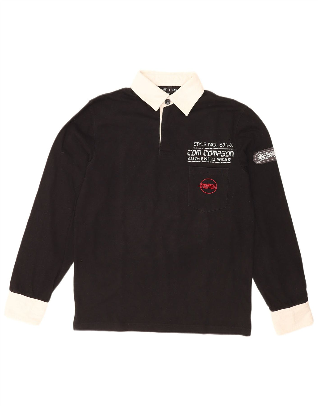 Tom Tompson Herre grafisk rugby poloshirt Lille sort farveblok