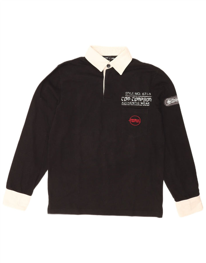 Tom Tompson Herre grafisk rugby poloshirt Lille sort farveblok