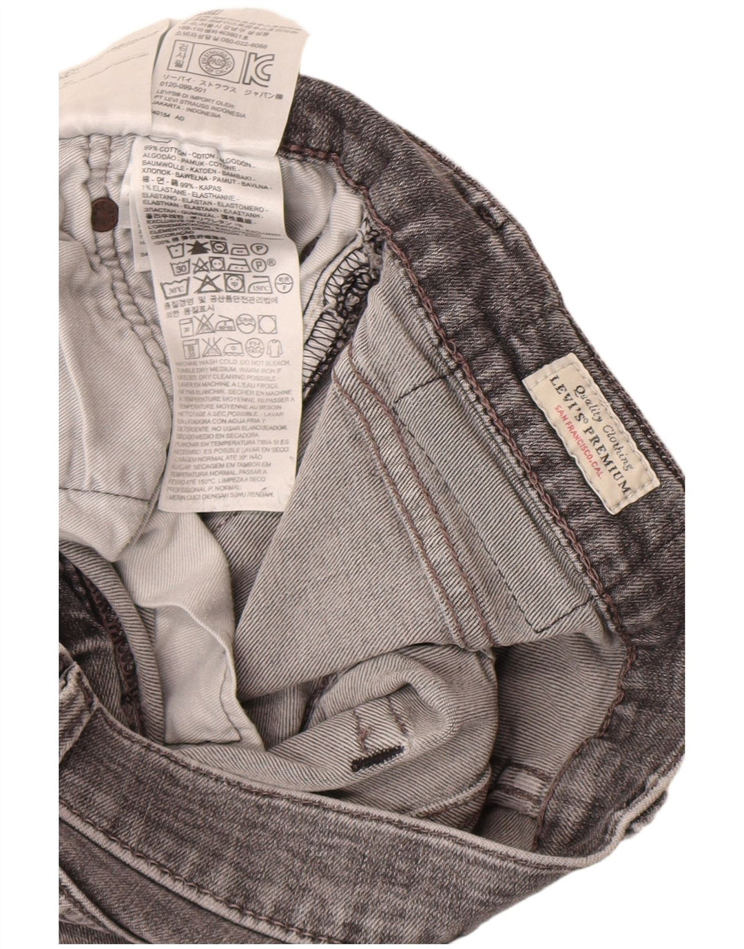 Levi's Slim Jeans til mænd W32 L32 Grå bomuld