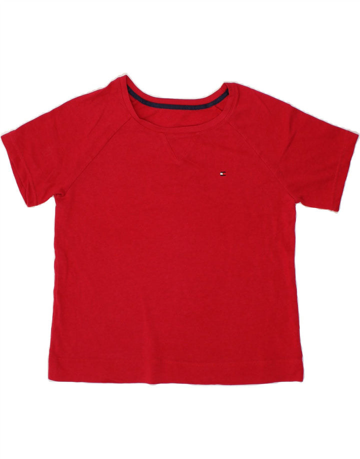 TOMMY HILFIGER Womens T-Shirt Top UK 14 Medium Red Cotton Vintage Tommy Hilfiger and Second-Hand Tommy Hilfiger from Messina Hembry 