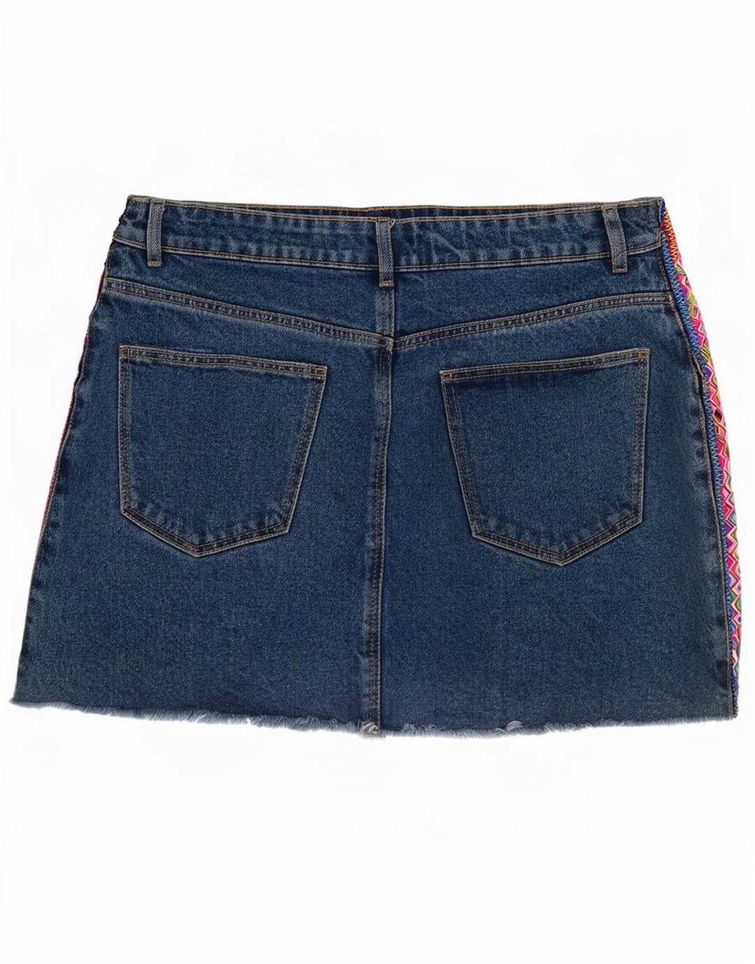 Zara Dame Mini Denim Nederdel Medium W28 Blå Geometrisk
