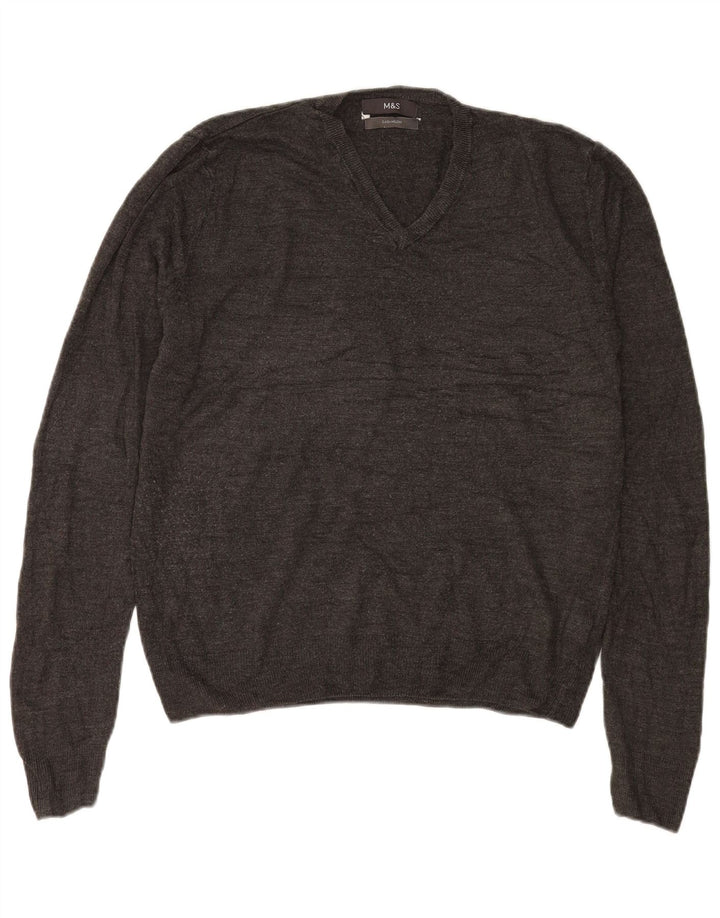 Marks & Spencer Herre V-hals sweater Stor Grå Akryl