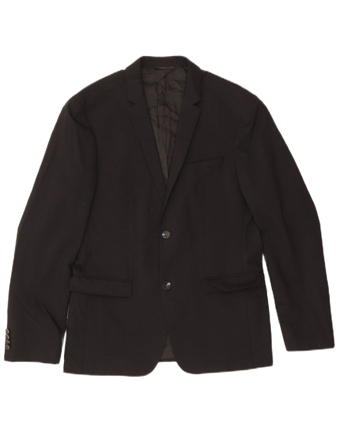 CALVIN KLEIN Herre 2-knaps blazerjakke IT 48 Medium Sort Uld