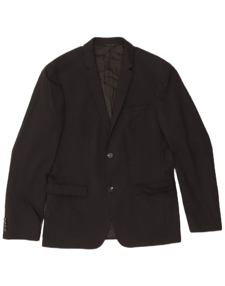 CALVIN KLEIN Herre 2-knaps blazerjakke IT 48 Medium Sort Uld