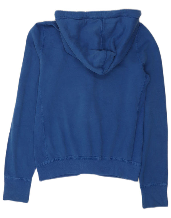 Abercrombie & Fitch Grafisk hættetrøje med lynlås til kvinder UK 12 Medium Blue