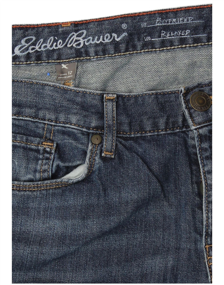 Eddie Bauer Kvinde Kæreste Tapered Jeans US 12 Large W34 L30 Blå Bomuld