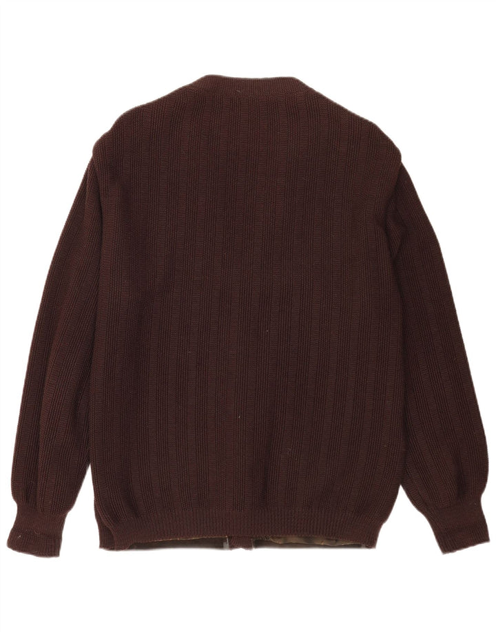 Vintage herre cardigan sweater medium brun farveblok