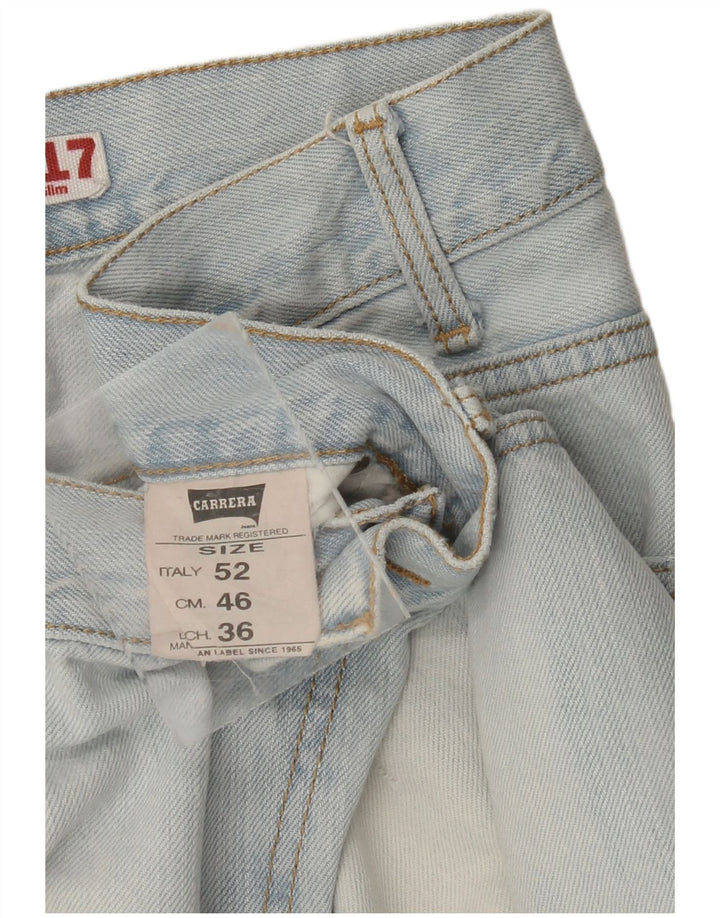 CARRERA Herre 717 Distressed Slim Jeans IT 52 XL W36 L34 Blå Bomuld