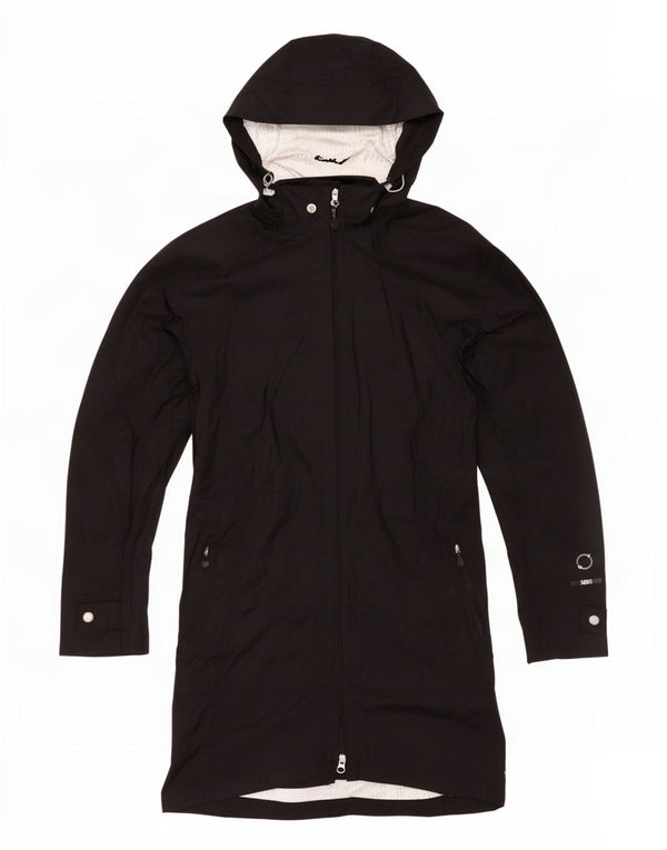 Eddie Bauer Dame Regnfrakke med hætte UK 16 Stor sort nylon