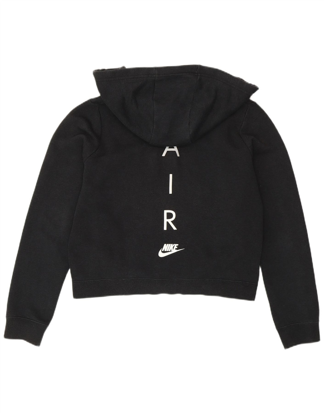 Nike Dame Oversized Crop Zip Hoodie Sweater UK 10 Small Black Bomuld