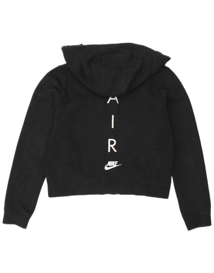 Nike Dame Oversized Crop Zip Hoodie Sweater UK 10 Small Black Bomuld