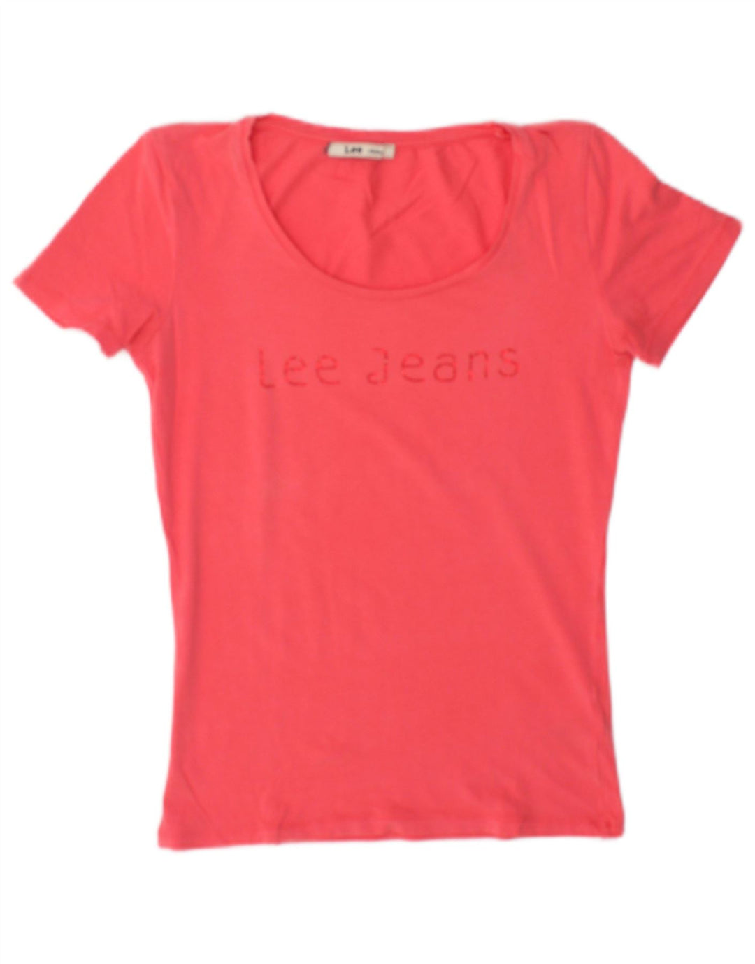 Lee Dame Grafisk T-Shirt Top UK 12 Medium Pink Bomuld