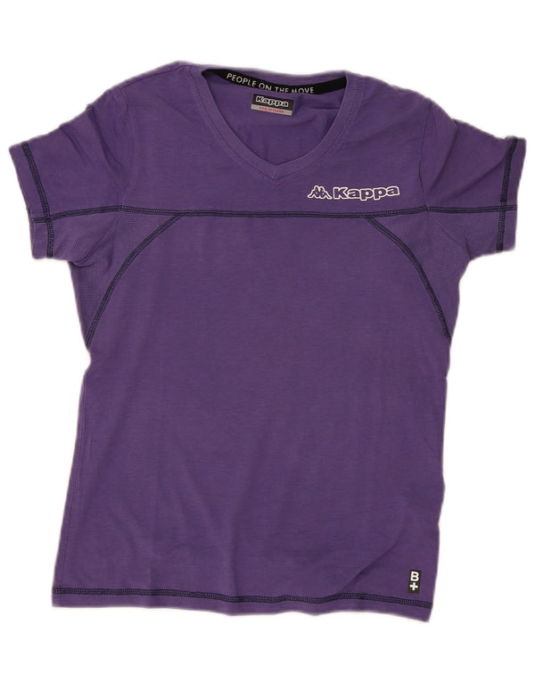 Kappa Dame Grafisk T-Shirt Top UK 12 Medium Lilla Bomuld