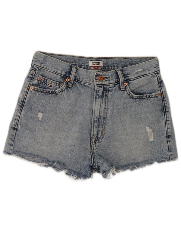 Tommy Hilfiger Kvinder Højtaljede Distressed Denim Shorts W28 Medium Blue