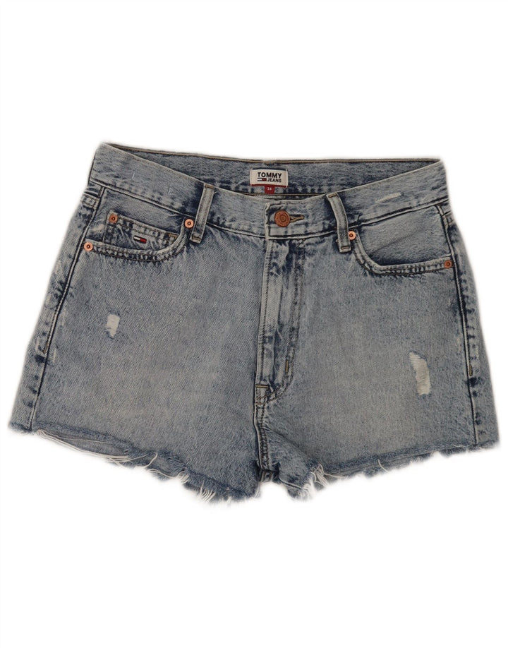 Tommy Hilfiger Kvinder Højtaljede Distressed Denim Shorts W28 Medium Blue