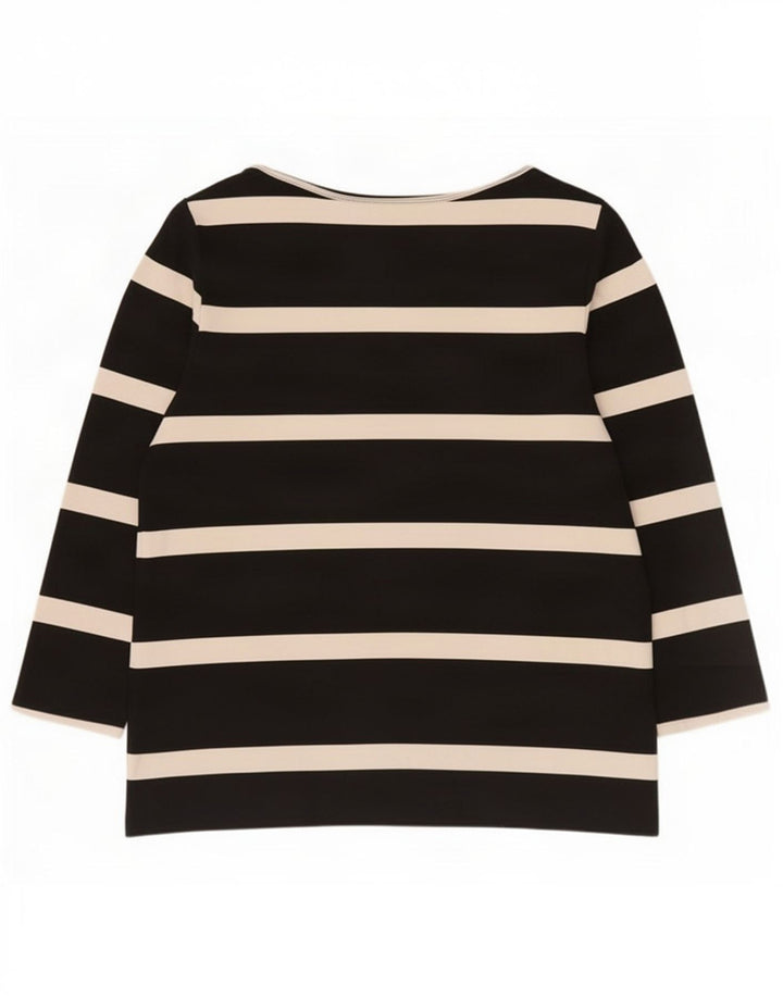 Marks & Spencer dametop 3/4 ærmer UK 12 medium sort stribet viskose