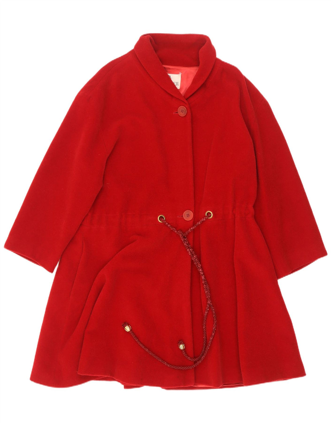 Deni-Cler Dame Oversized Overfrakke UK 10 Lille Rød Uld