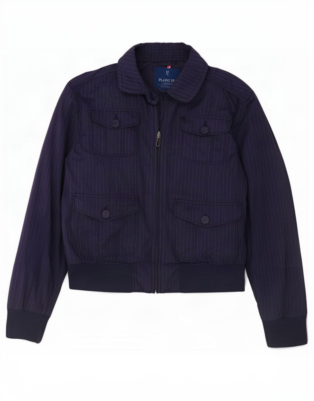 Playlife Womens Bomber Jacket UK 16 Stor marineblå stribet polyester