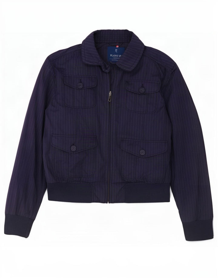 Playlife Womens Bomber Jacket UK 16 Stor marineblå stribet polyester