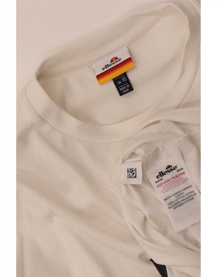 Ellesse Dame Grafisk Top Langærmet UK 10 Small White Bomuld