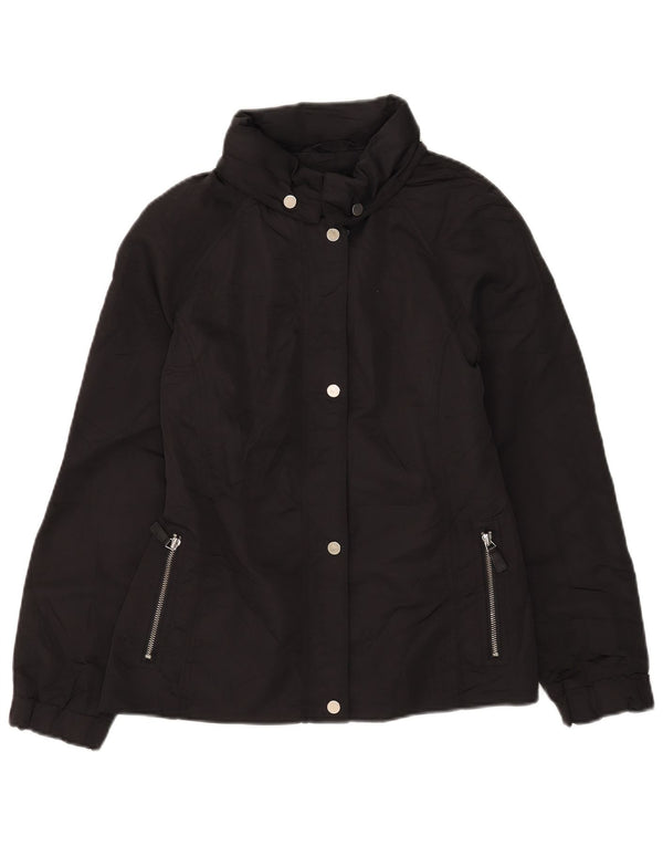 Massimo Dutti Dame Hætte Vindjakke UK 14 Medium Sort Polyester
