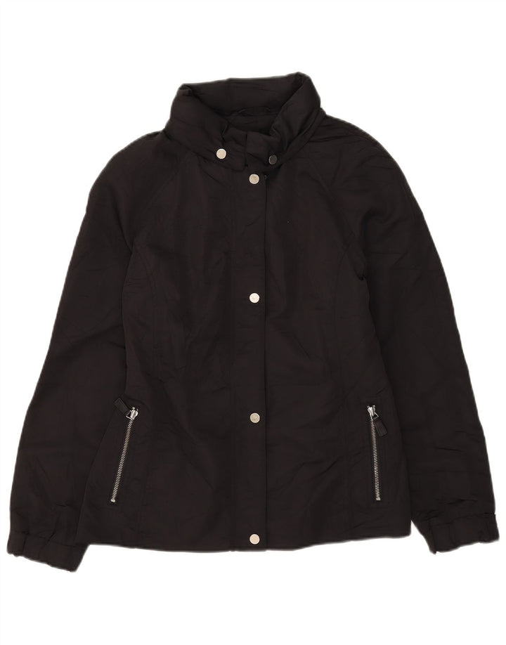 Massimo Dutti Dame Hætte Vindjakke UK 14 Medium Sort Polyester