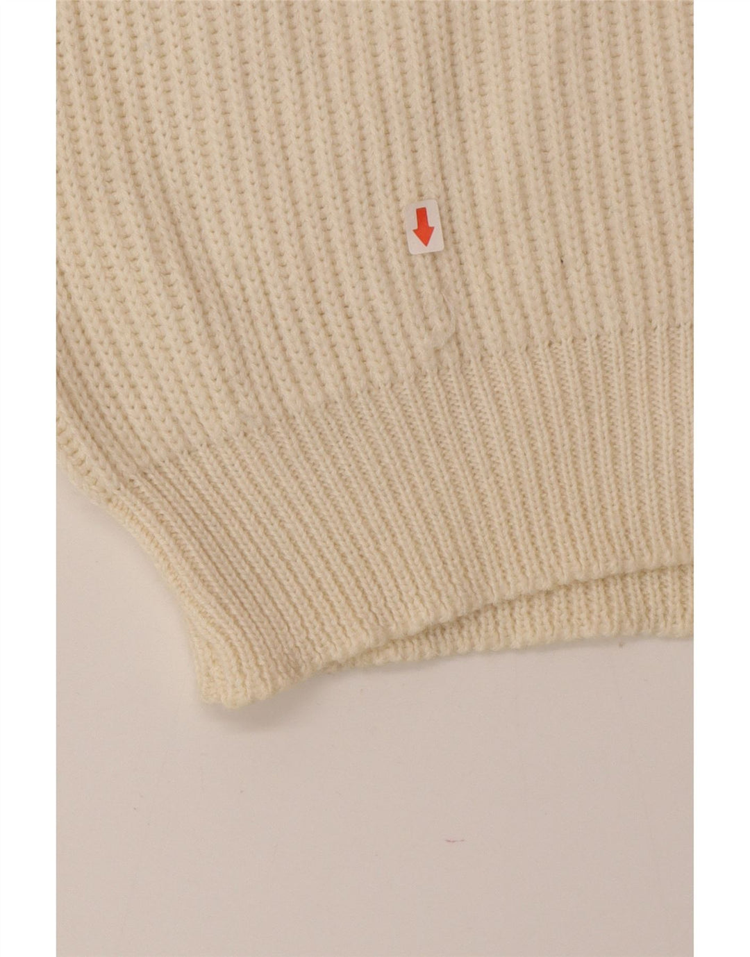 Vintage herre rund hals sweater stor beige colourblock uld
