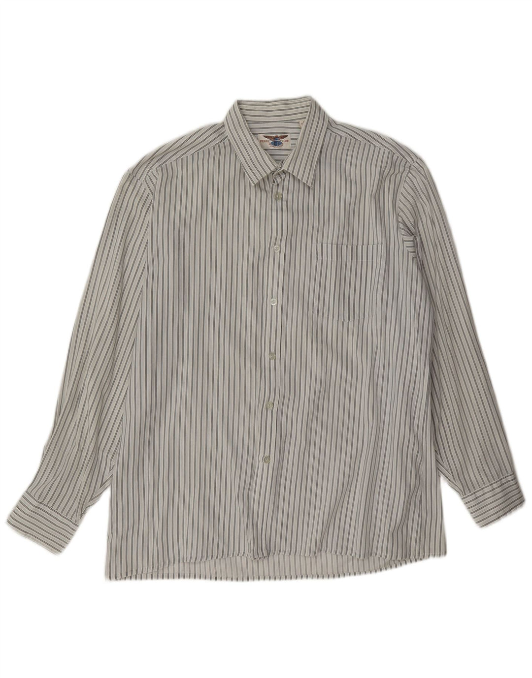 Vintage herreskjorte str. 16 1/2 42 Stor hvid stribet polyester