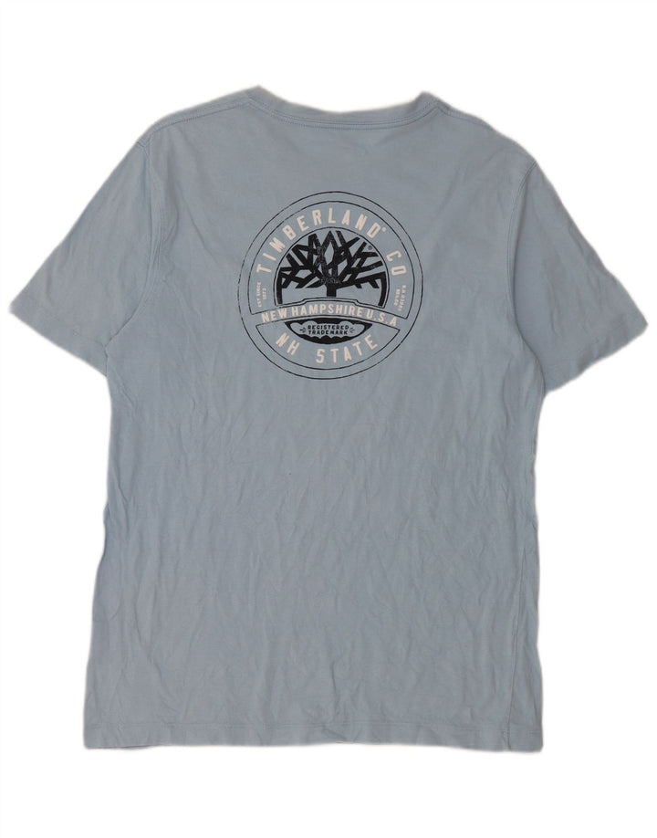 TIMBERLAND Grafisk T-shirt til mænd, mellemblå bomuld