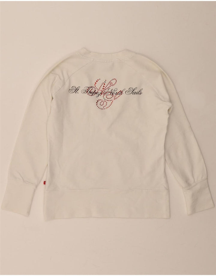 NORTH SAILS Womens Sweatshirt Jumper UK 12 Medium White Cotton Modern Vintage North Sails and Second-Hand North Sails from Messina Hembry 