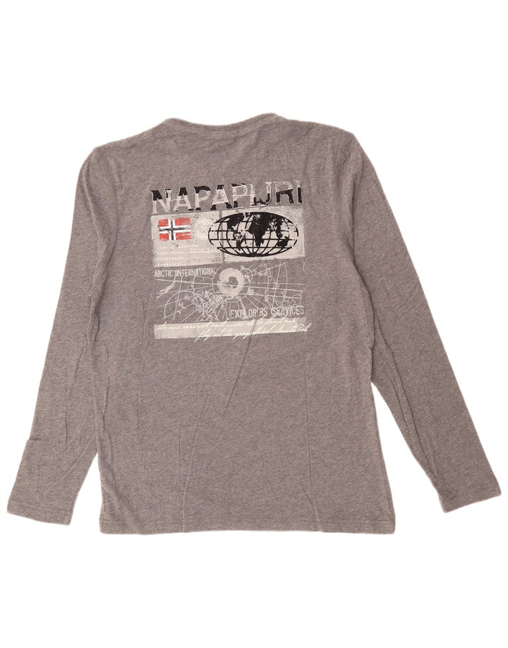 NAPAPIJRI Herre grafisk top langærmet mellemgrå