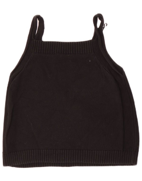 The White Company Womens Label Crop Knit Cami Top UK 12 Medium Black Bomuld
