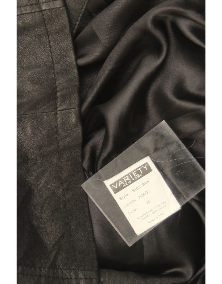 Variety Womens Military Læderjakke UK 14 Medium Sort Læder