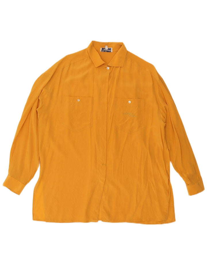 LES COPAINS Womens Shirt Blouse UK 18 XL Yellow Silk