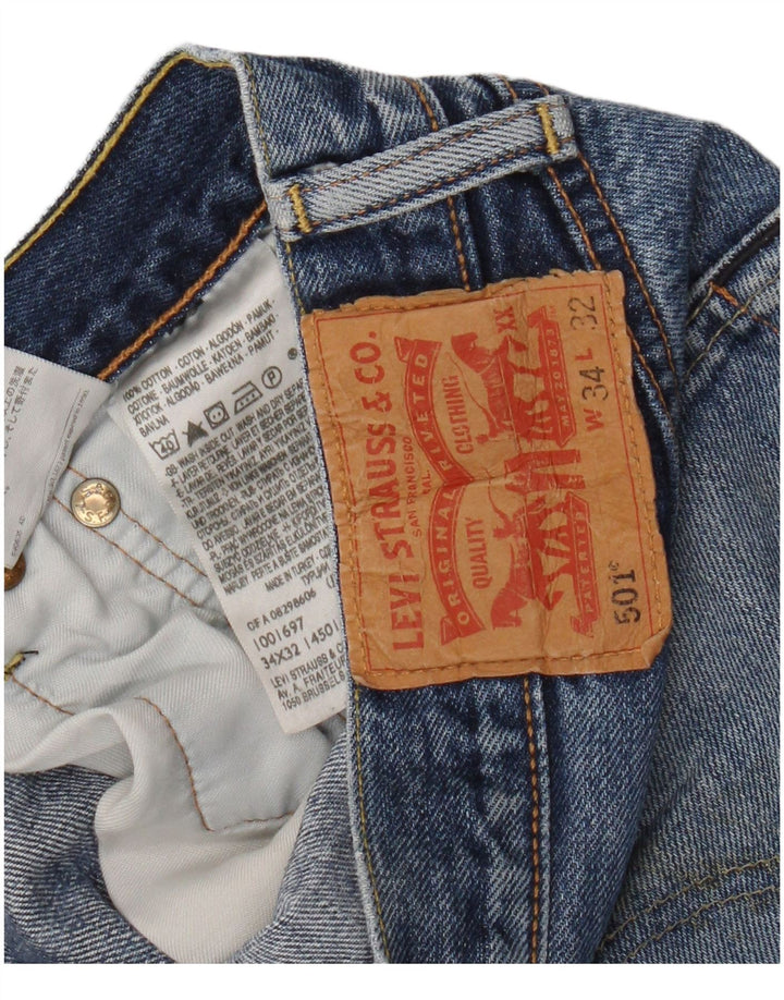 Levi's Herre 501 lige jeans W34 L32 blå bomuld
