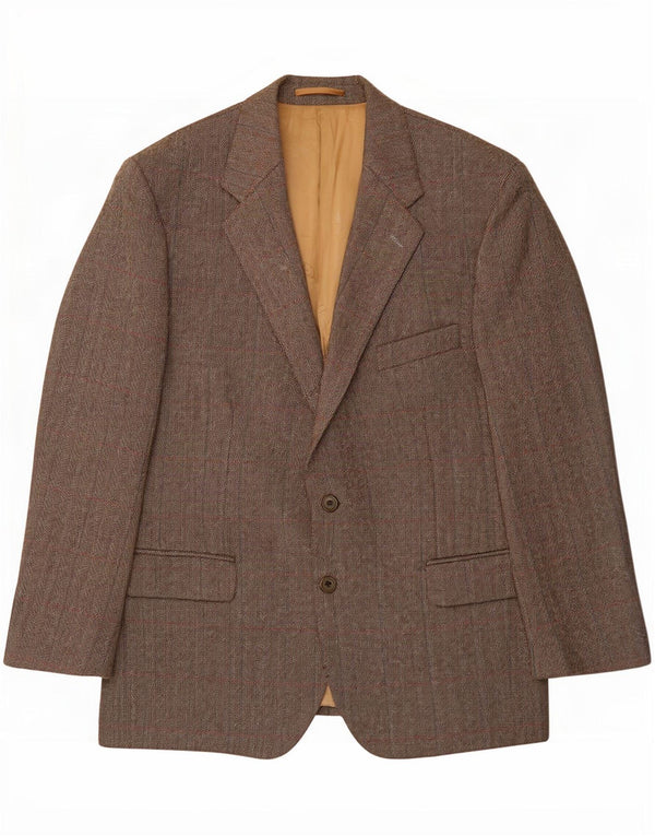 Magee Mens 2 Button Blazer Jacket UK 46 3XL Grey Herringbone New Wool