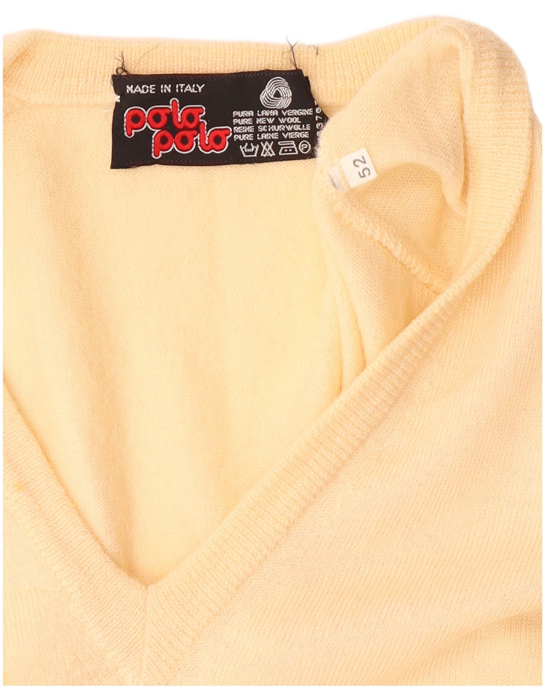 POLO Herre V-hals Vest Tank Top IT 52 Stor Gul Virgin Wool