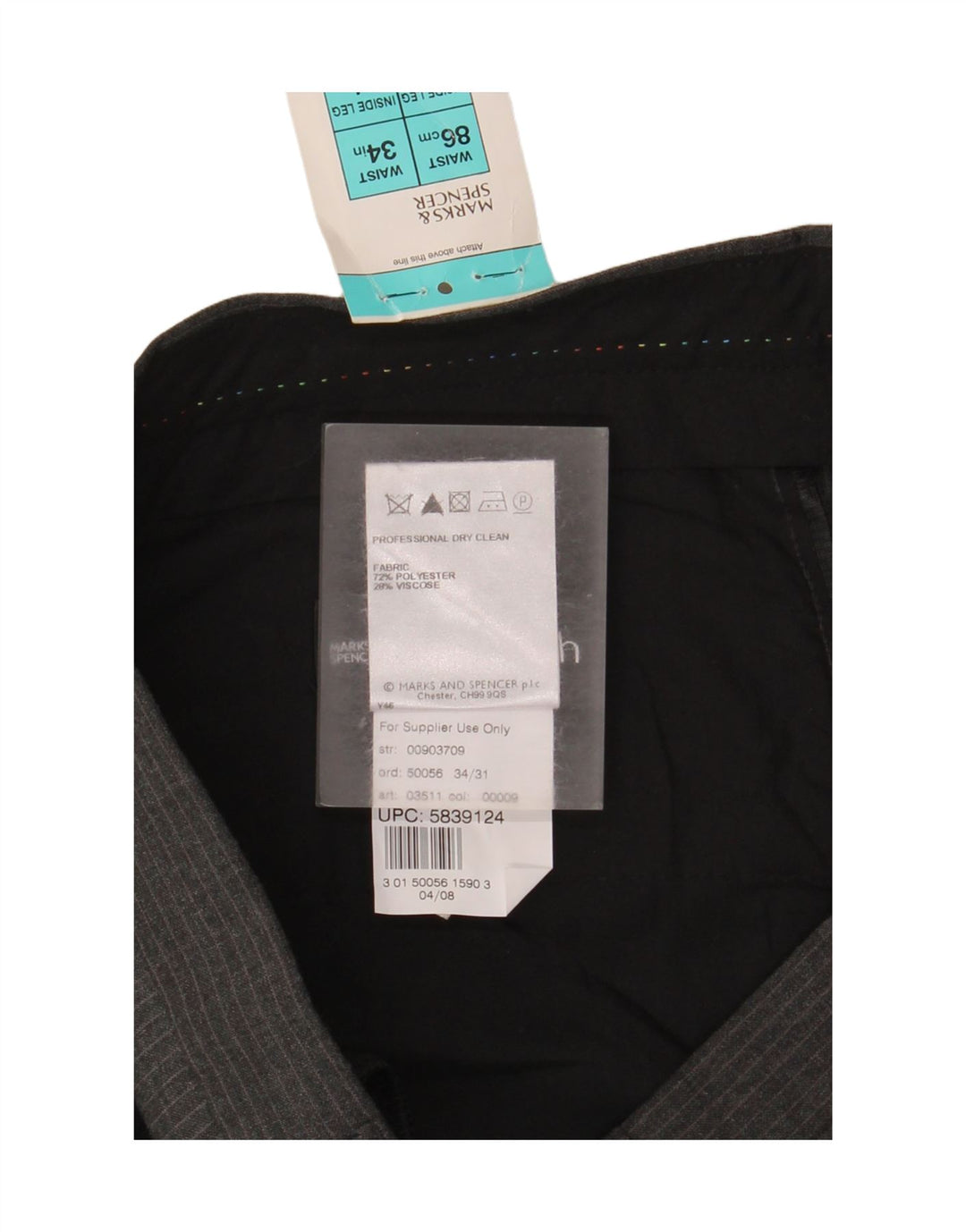 Marks & Spencer Herre Autograph Chino Bukser W34 L31 Grå Nålestribe