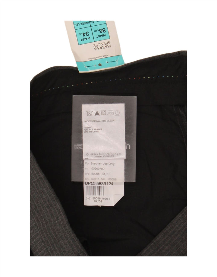 Marks & Spencer Herre Autograph Chino Bukser W34 L31 Grå Nålestribe