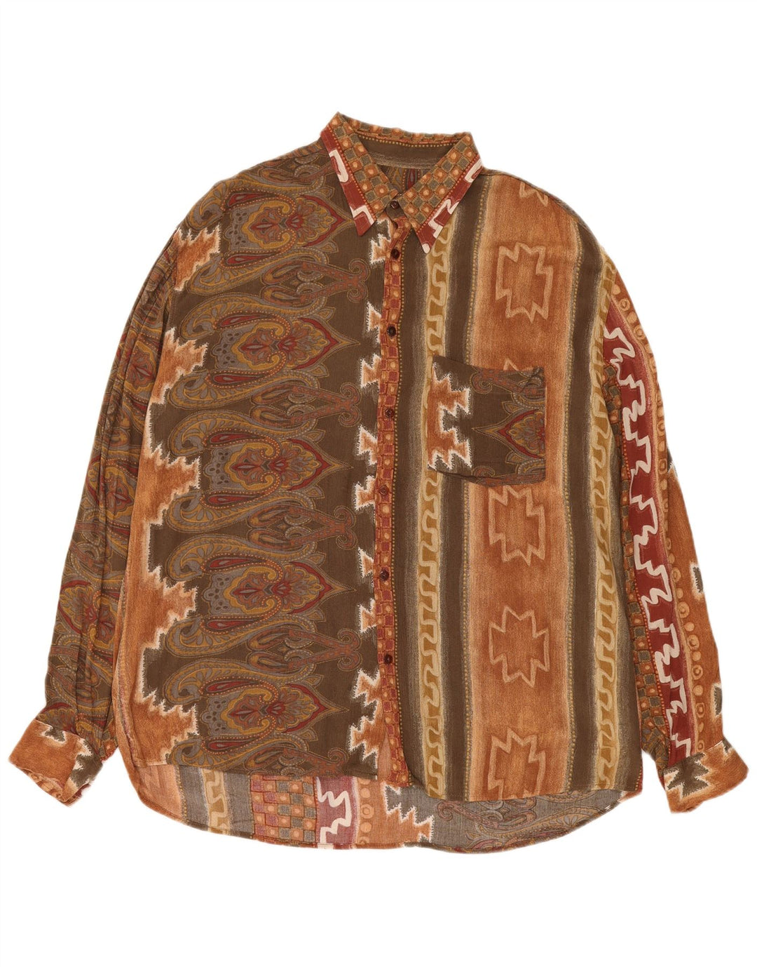 Touche Herreskjorte XL Brun Geometrisk Viscose Aztec