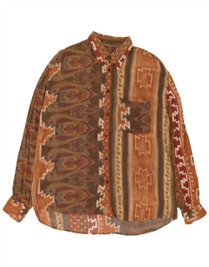 Touche Herreskjorte XL Brun Geometrisk Viscose Aztec